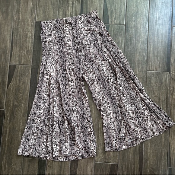 Anthropologie Snake Print Skirted Wide-Leg Pants in Brown Sz 10 - Picture 4 of 10